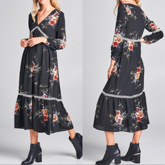 ๐HP!๐ Boho Floral Print Midi Maxi Dress -Last - Picture 2 of 4